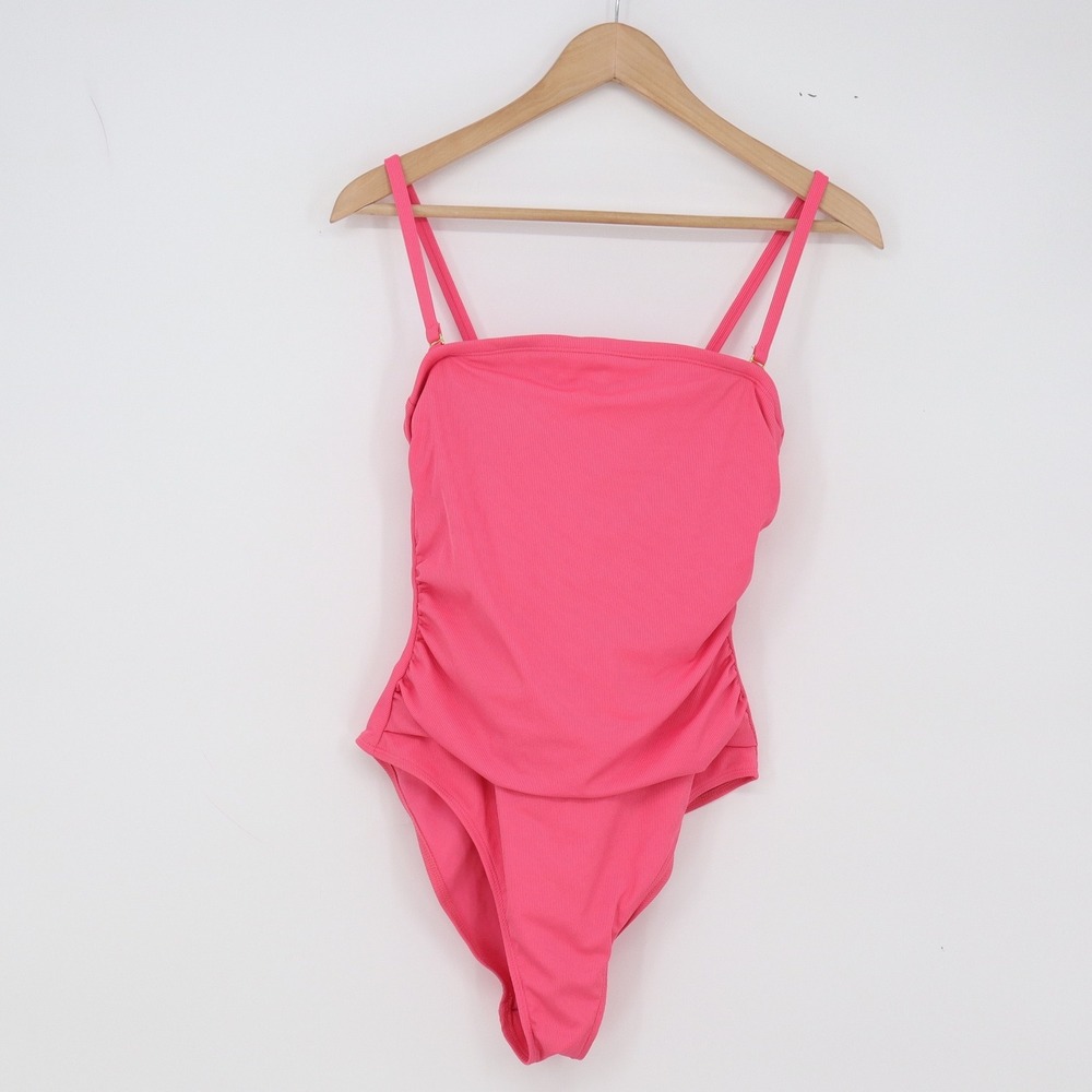 Shade & Shore One-Piece Womens M Ruched Ribbed Pink Adjustable Straps Excellent